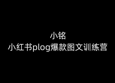 小铭-小红书plog爆款图文训练营，教你从0-1做小红书-云网创