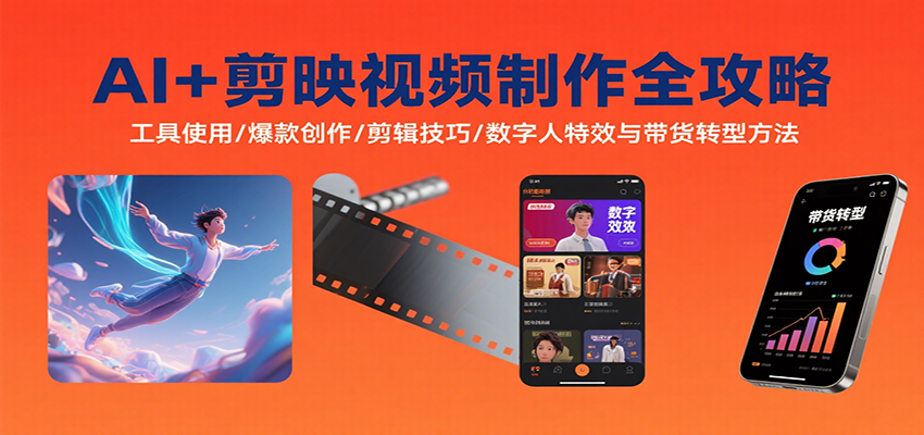 AI+剪映视频制作全攻略：工具使用/爆款创作/剪辑技巧/数字人特效与带货转型方法-云网创