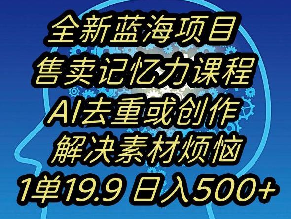 蓝海项目记忆力提升，AI去重，一单19.9日入500+【揭秘】-云网创