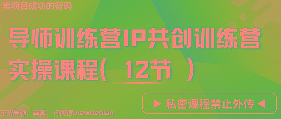 导师训练营3.0IP共创训练营私密实操课程(12节)-卖项目的密码成功秘诀-云网创