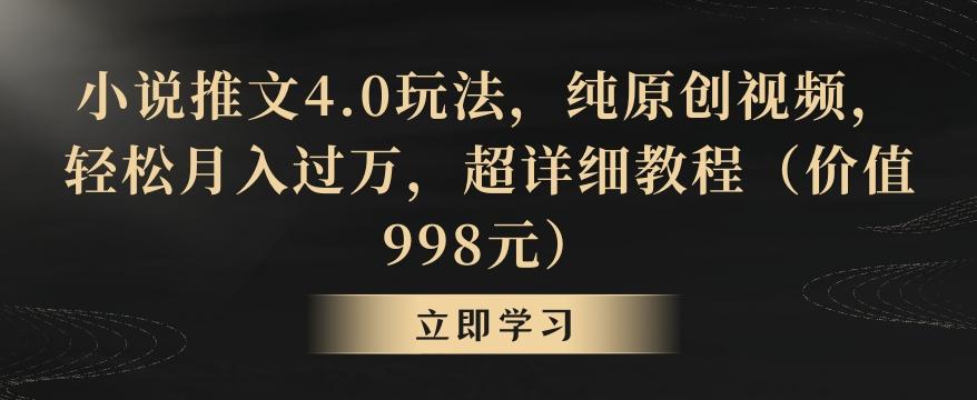 小说推文4.0玩法，纯原创视频，轻松月入过万，超详细教程(价值998元)【揭秘】-云网创