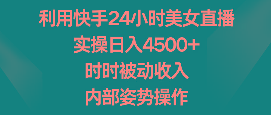 利用快手24小时美女直播,实操日入4500+,时时被动收入,内部姿势操作-云网创