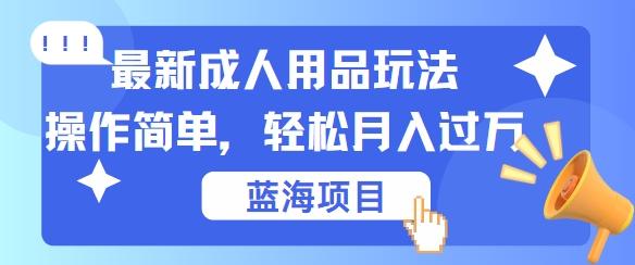 最新成人用品项目玩法，操作简单，动动手，轻松日入几张【揭秘】-云网创