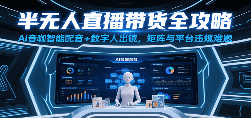半无人直播带货全攻略:AI音咖智能配音+数字人出镜,解决账号矩阵与平台违规难题-云网创
