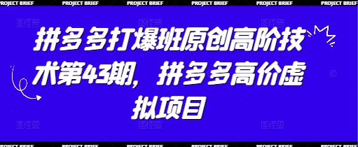 拼多多打爆班原创高阶技术第43期，拼多多高价虚拟项目-云网创