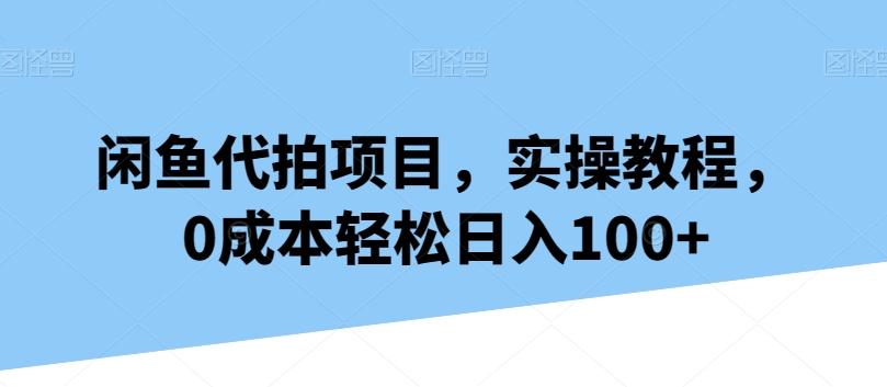 闲鱼代拍项目，实操教程，0成本轻松日入100+-云网创
