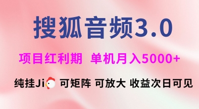 搜狐音频挂ji3.0.可矩阵可放大，独家技术，稳定月入5000+【揭秘】-云网创