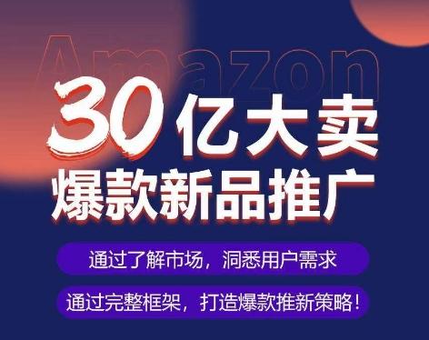 亚马逊·30亿大卖爆款新品推广，可复制、全程案例实操的爆款推新SOP-云网创
