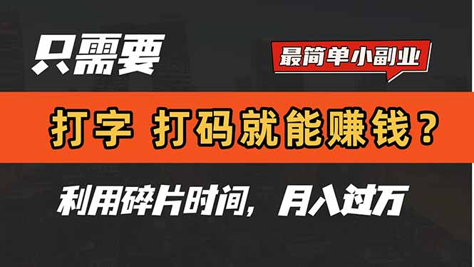 只需要打字,打码,就能赚钱?简单的赚钱小副业,利用碎片时间,月入过万-云网创