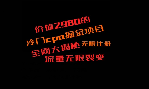 价值2980的CPA掘金项目大揭秘，号称当天收益200+，不见收益包赔双倍-云网创