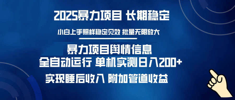 暴力项目舆情信息:多平台全自动运行 单机日入200+ 实现睡后收入-云网创