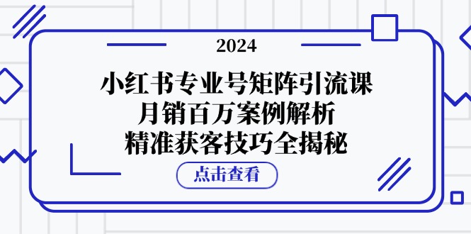 小红书专业号矩阵引流课，月销百万案例解析，精准获客技巧全揭秘-云网创