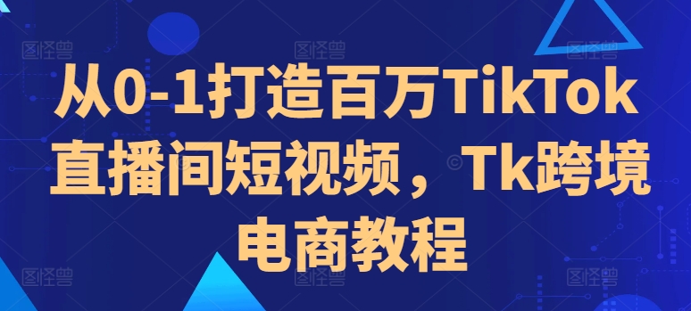 从0-1打造百万TikTok直播间短视频，Tk跨境电商教程-云网创