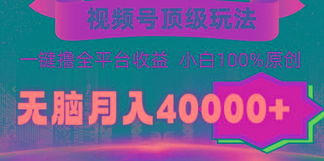 (9281期)视频号顶级玩法，无脑月入40000+，一键撸全平台收益，纯小白也能100%原创-云网创