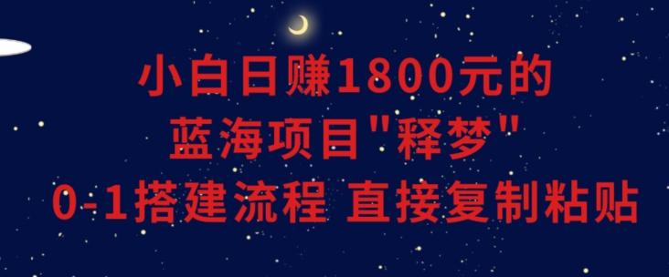 小白能日赚1800元的蓝海项目”释梦”0-1搭建流程可直接复制粘贴长期做【揭秘】-云网创