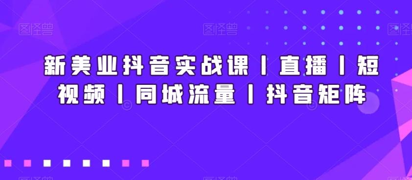 新美业抖音实战课丨直播丨短视频丨同城流量丨抖音矩阵-云网创