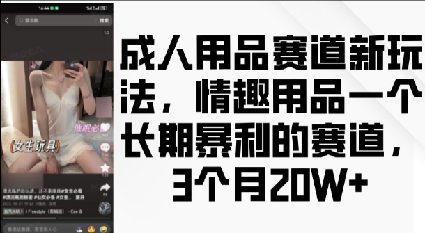 成人用品赛道新玩法，情趣用品一个长期暴利的赛道，3个月收益20个【揭秘】-云网创