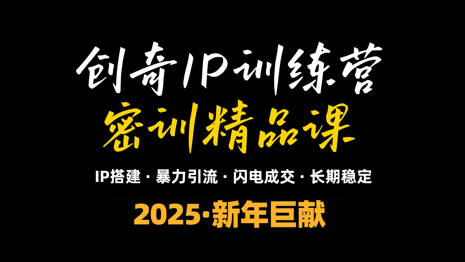 2025年“知识付费IP训练营”小白避坑年赚百万,暴力引流,闪电成交-云网创