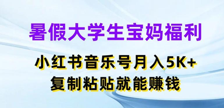 暑假大学生宝妈福利，小红书音乐号月入5000+，复制粘贴就能赚钱【揭秘】-云网创