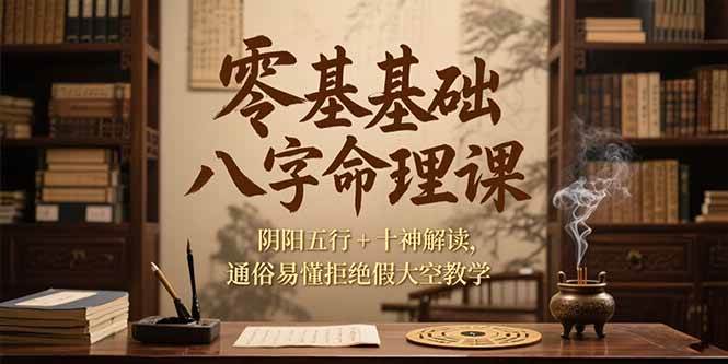 （15283期）零基础八字命理课，阴阳五行+十神解读，通俗易懂拒绝假大空教学-云网创
