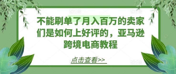 不能刷单了月入百万的卖家们是如何上好评的，亚马逊跨境电商教程-云网创