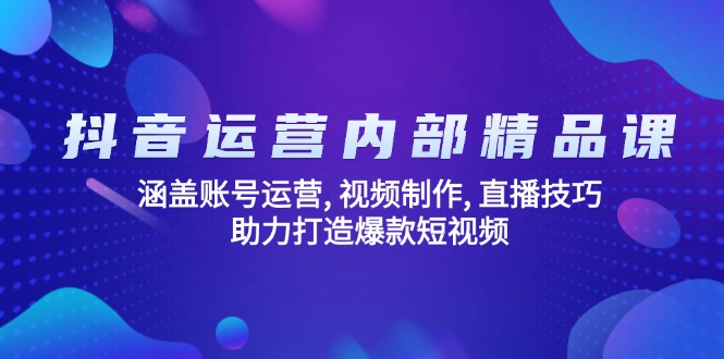 抖音运营内部精品课:涵盖账号运营, 视频制作, 直播技巧, 助力打造爆款...-云网创