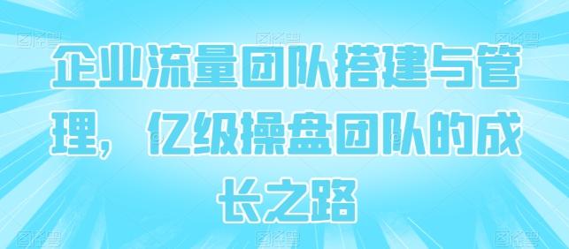 企业流量团队搭建与管理，亿级操盘团队的成长之路-云网创