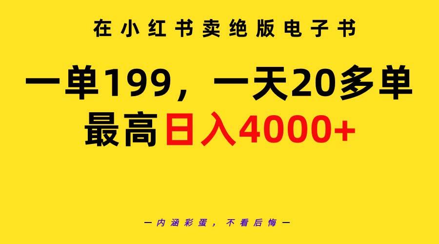 (9401期)在小红书卖绝版电子书，一单199 一天最多搞20多单，最高日入4000+教程+资料-云网创