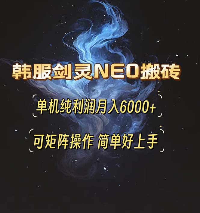 韩服剑灵NEO搬砖攻略,单机纯利润月入6000+ 可矩阵操作,简单好上手。-云网创