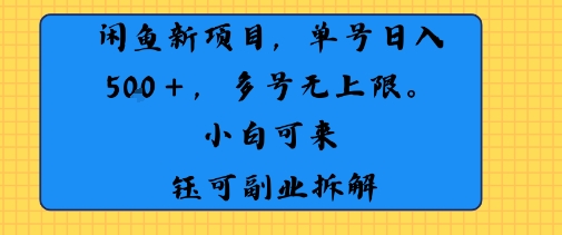 闲鱼玩法单号日收入5张+ 多号无上限 操作简单几乎零门槛-云网创