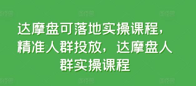 达摩盘可落地实操课程,精准人群投放,达摩盘人群实操课程-云网创