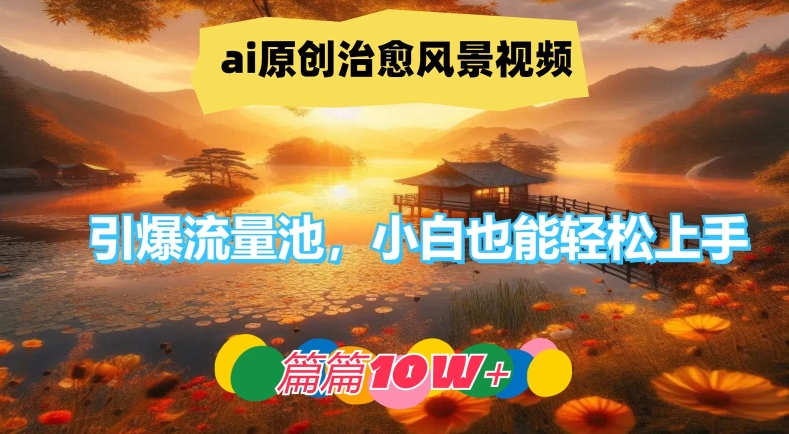 ai原创治愈风景视频，引爆流量池，小白也能轻松上手，篇篇10w+【揭秘】-云网创
