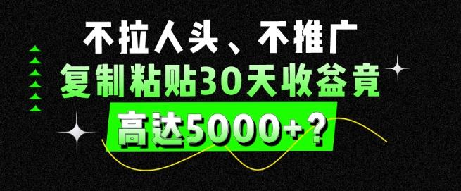 不拉人头、不推广,复制粘贴30天收益竟高达5000+?-云网创