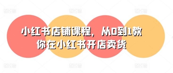 小红书店铺课程，从0到1教你在小红书开店卖货-云网创