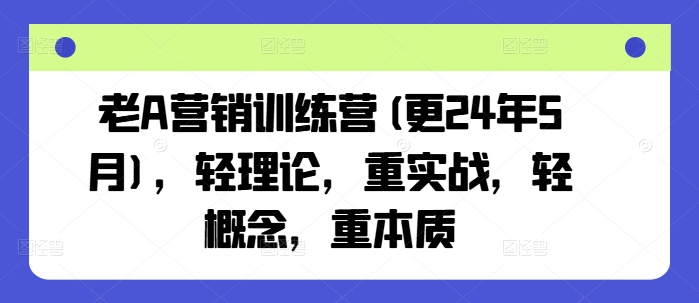 老A营销训练营(更25年3月)，轻理论，重实战，轻概念，重本质-云网创