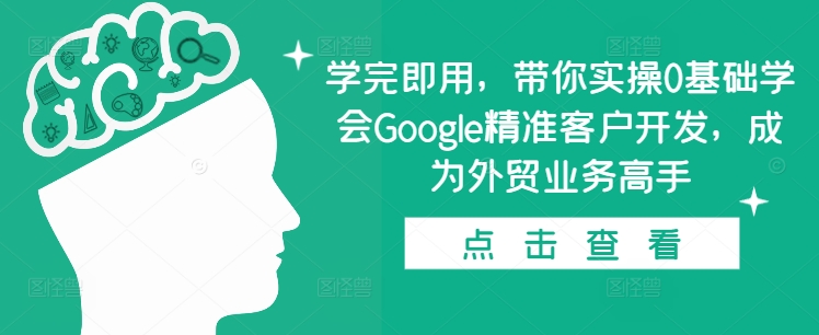 学完即用，带你实操0基础学会Google精准客户开发，成为外贸业务高手-云网创