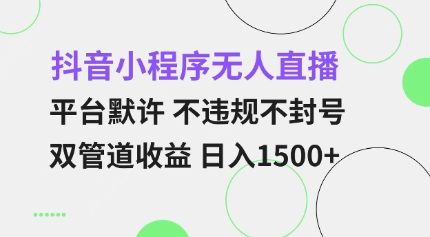 抖音小程序无人直播 平台默许 不违规不封号 双管道收益 日入多张 小白也能轻松操作【仅揭秘】-云网创