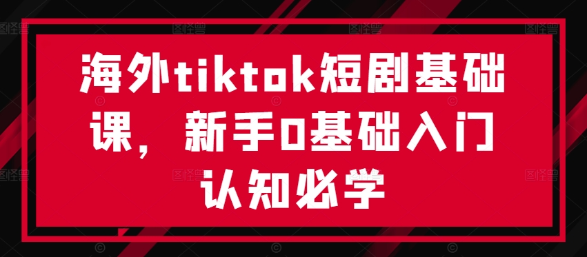 海外tiktok短剧基础课，新手0基础入门认知必学-云网创