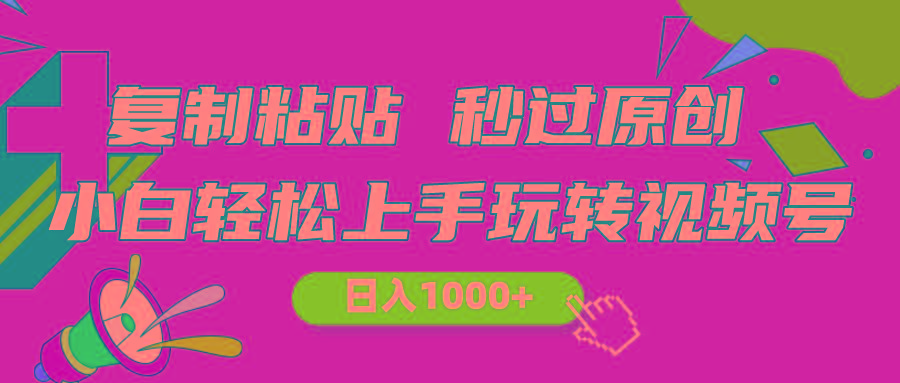 视频号新玩法 小白可上手 日入1000+-云网创