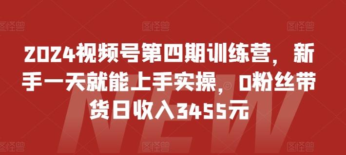 2024视频号第四期训练营,新手一天就能上手实操,0粉丝带货日收入3455元-云网创
