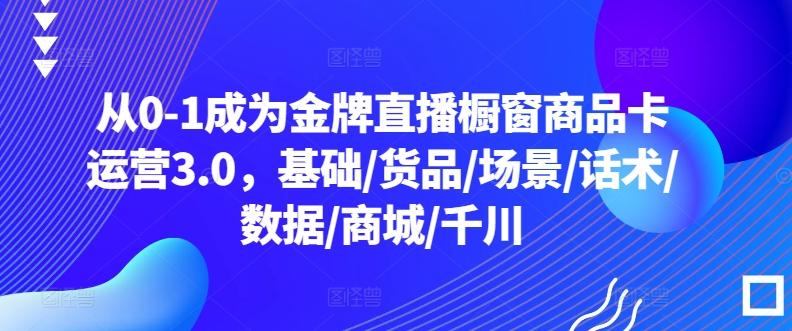 从0-1成为金牌直播橱窗商品卡运营3.0，基础/货品/场景/话术/数据/商城/千川-云网创