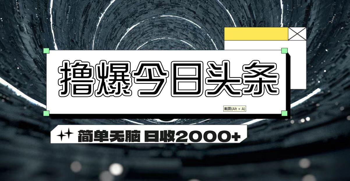 撸爆今日头条 简单无脑操作 日收2000+-云网创