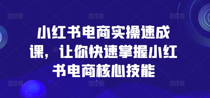 小红书电商实操速成课，让你快速掌握小红书电商核心技能-云网创
