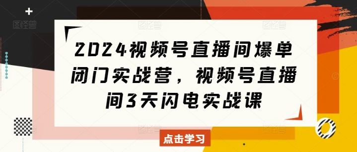 2024视频号直播间爆单闭门实战营，视频号直播间3天闪电实战课-云网创