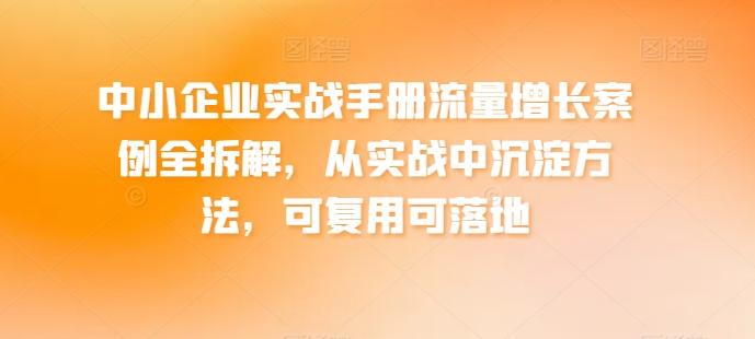 中小企业实战手册流量增长案例全拆解，从实战中沉淀方法，可复用可落地-云网创