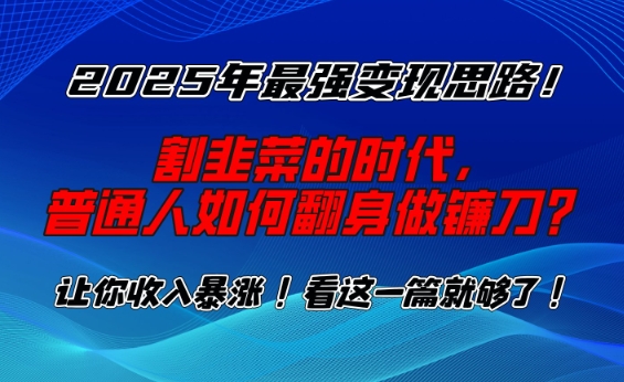 2025年最强变现思路，割韭菜的时代， 普通人如何翻身做镰刀？【揭秘】-云网创