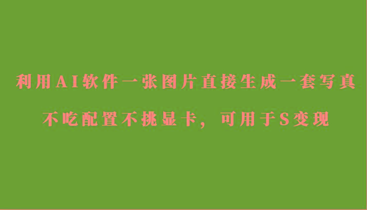 利用AI软件只需一张图片直接生成一套写真，不吃配置不挑显卡，可用于S变现-云网创