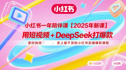小红书一年陪伴课【2025年新课】,用短视频+deepSeek打爆款,史上最干货的小红书店铺爆款课程-云网创