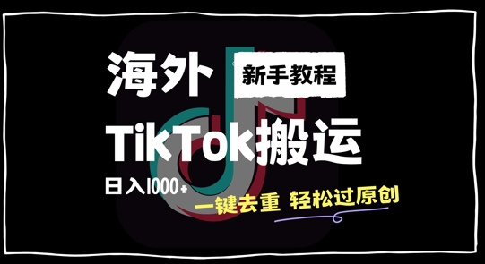 2024最新海外TikTok搬运玩法，一键去重轻松过原创，新手无经验也能日入1k【揭秘】-云网创