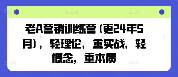老A营销训练营(更24年6月)，轻理论，重实战，轻概念，重本质-云网创